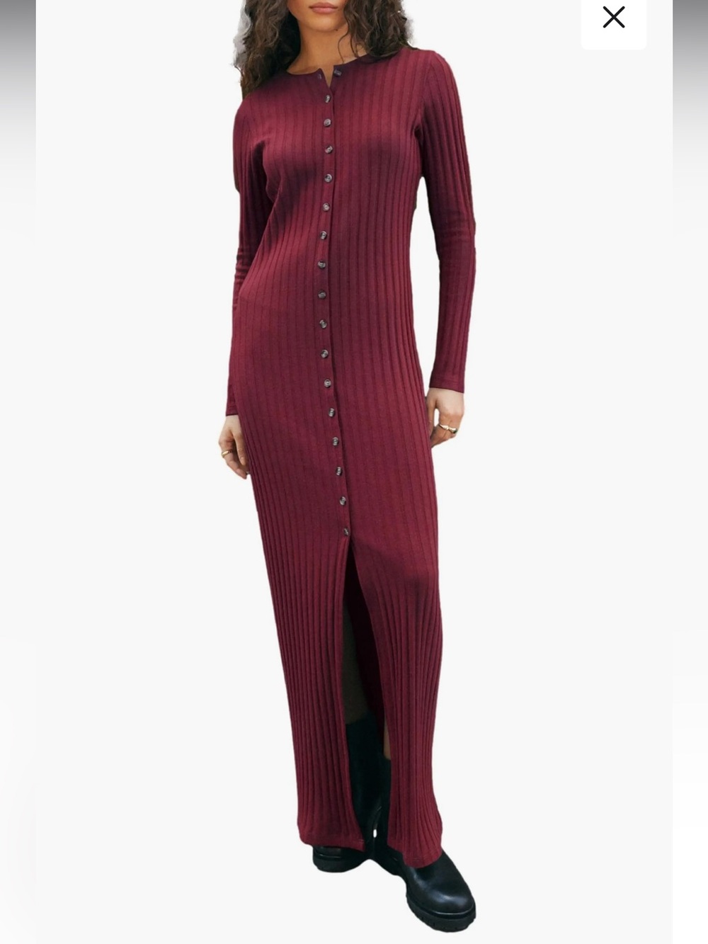 New Next Sz 4 Purple Maroon Button Long Sleeve Knit Long Sleeve Maxi Dress R $79